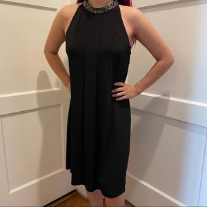 Calvin Klein black dress with neck embellishments